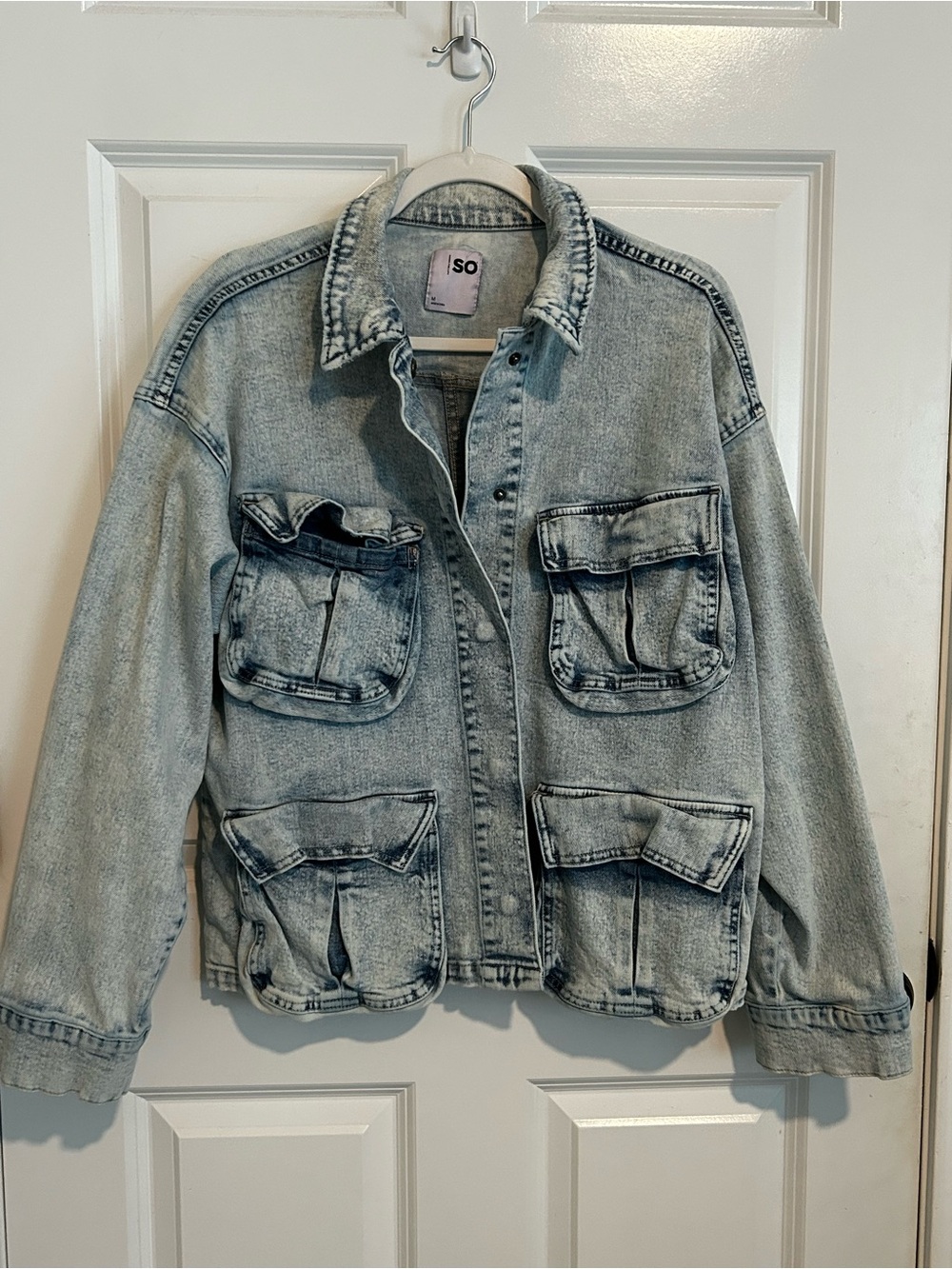 SO Women’s Washed Denim Field Jacket - Light Blue